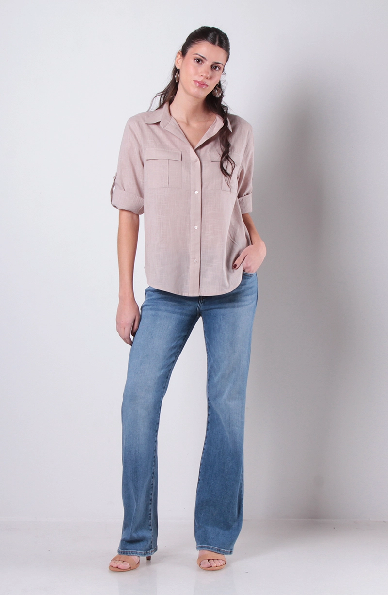 BLUSA MANGA 3/4 ABOTONADA EN EL DELANTERO Y BOLSILLOS - 5