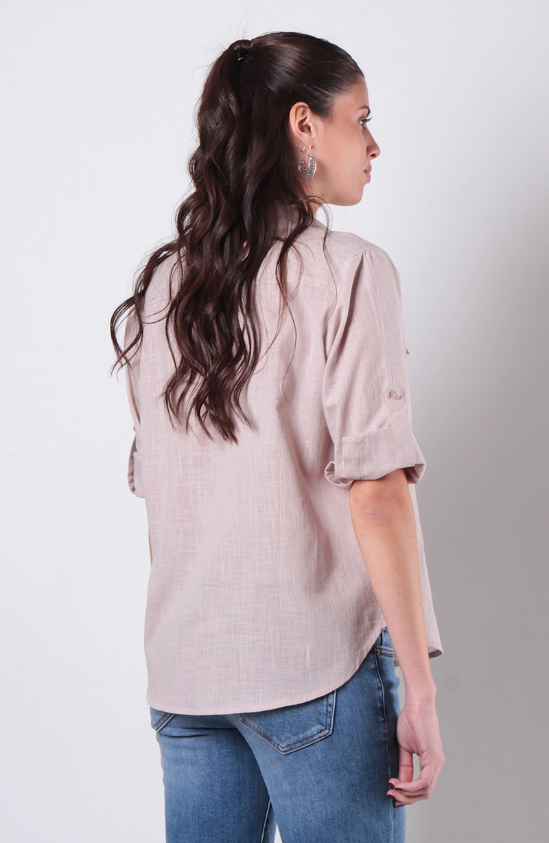 BLUSA MANGA 3/4 ABOTONADA EN EL DELANTERO Y BOLSILLOS - 7
