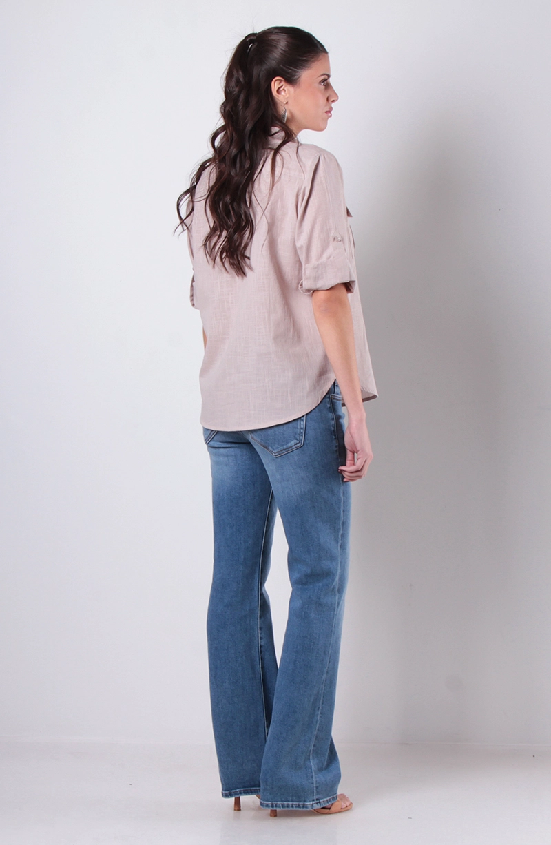BLUSA MANGA 3/4 ABOTONADA EN EL DELANTERO Y BOLSILLOS - 8