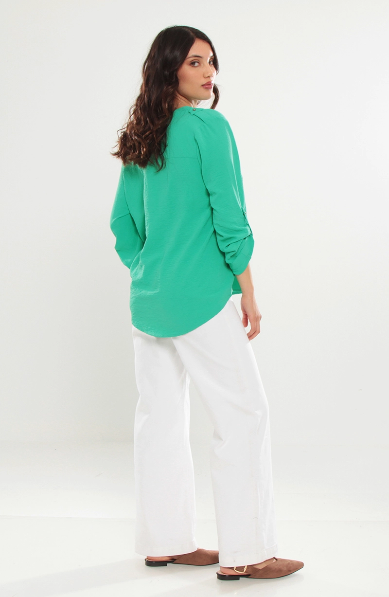 BLUSA MANGA LARGA ABOTONADA EN DELANTERO CON BOLSILLO - 4