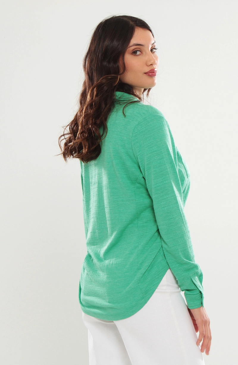 BLUSA MANGA LARGA ABOTONADA EN DELANTERO CON BOLSILLO - 4