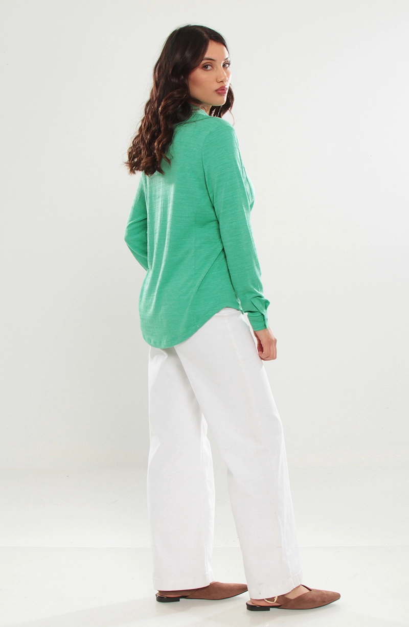 BLUSA MANGA LARGA ABOTONADA EN DELANTERO CON BOLSILLO - 5