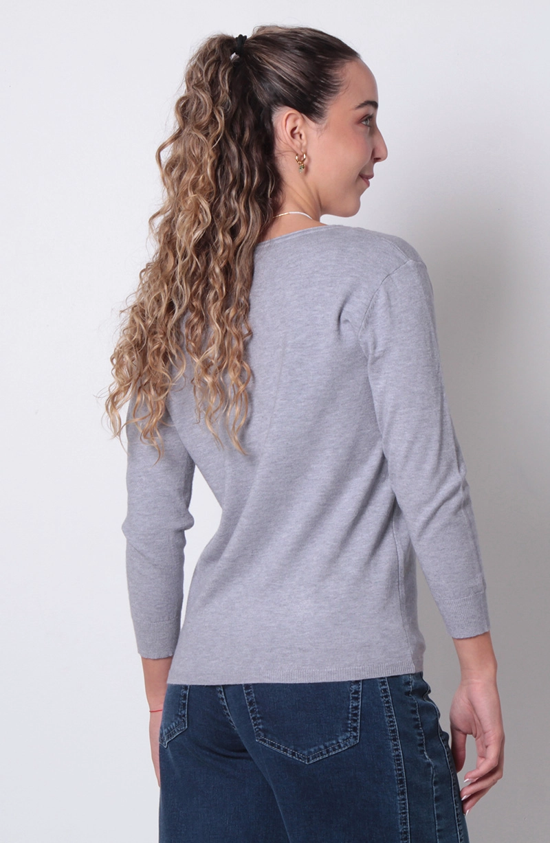SWEATER MANGA 3/4 ESCOTE V - 7