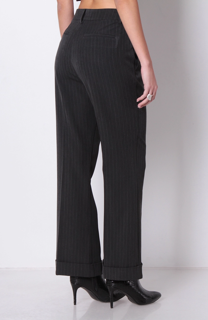 PANTALON WIDE LEG TIRO ALTO PRETINA BASICA CON CINTURON - 4