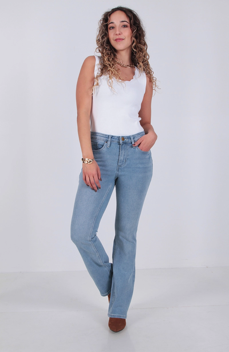 JEANS RECTO TIRO MEDIO PRETINA BASICA CON TAPETA EN BOLSILLO - 7