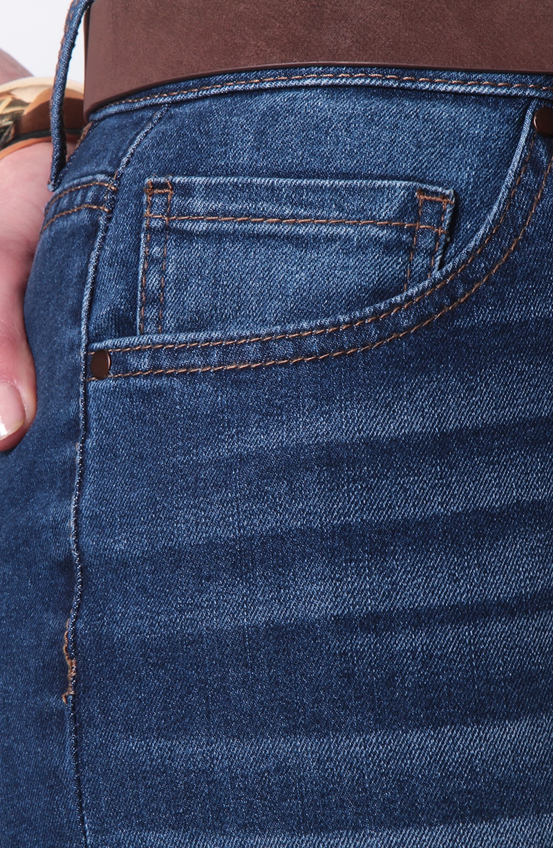 JEANS WIDE LEG CROPED TIRO MEDIO PRETINA BASICA CON CINTURON - 3