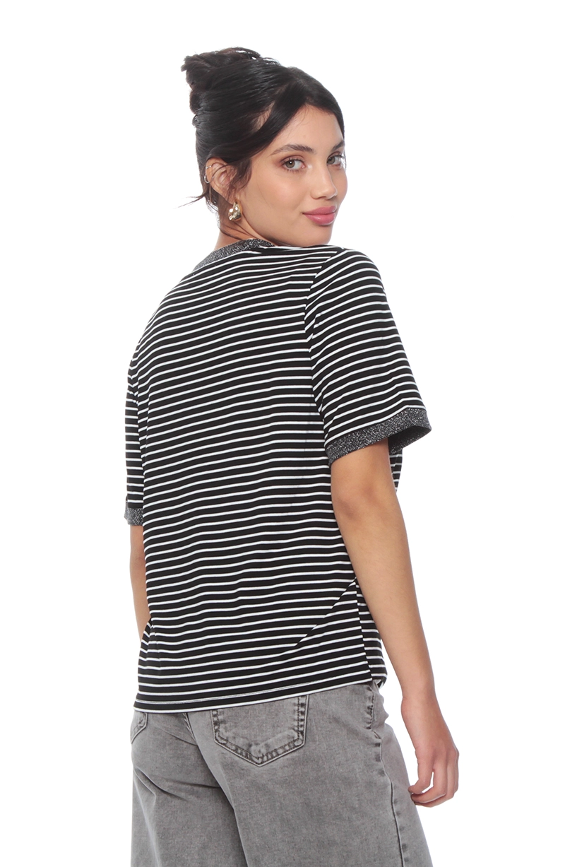 POLERA MANGA CORTA LISTADA ESCOTE V - 4