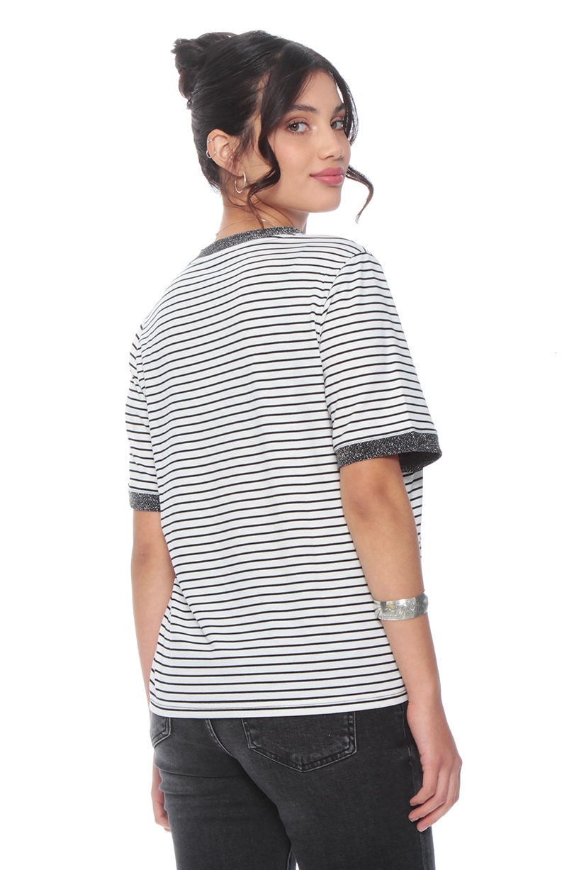 POLERA MANGA CORTA LISTADA ESCOTE V - 4