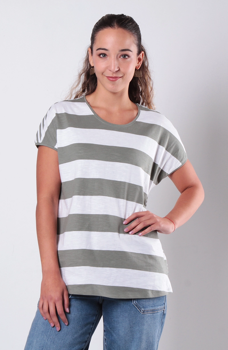 POLERA MANGA CORTA LISTADA ESCOTE REDONDO - 1