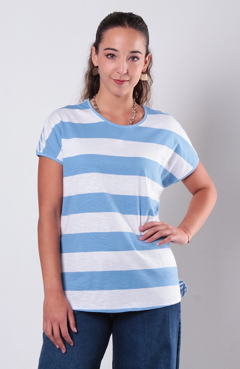 POLERA MANGA CORTA LISTADA ESCOTE REDONDO - 1