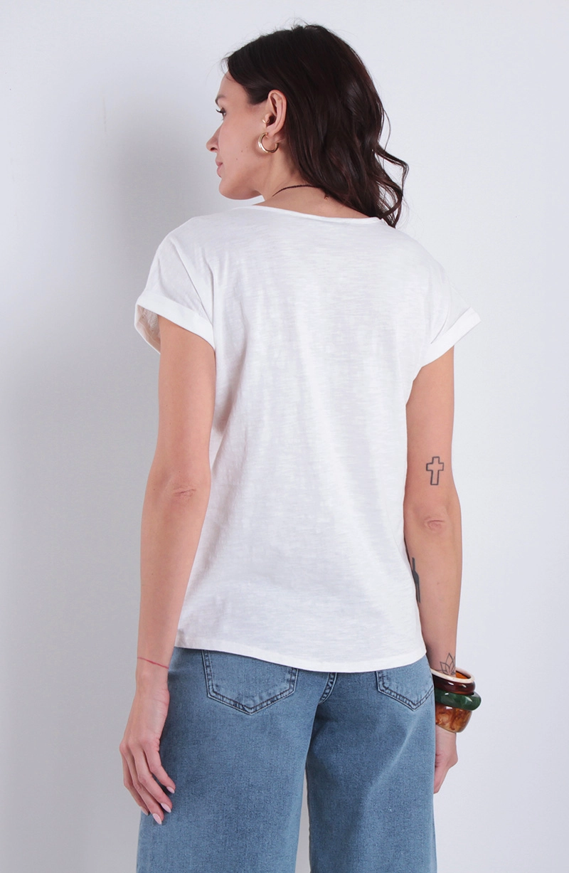 POLERA MANGA CORTA ESCOTE REDONDO CON APLICACION EN HOMBROS - 4