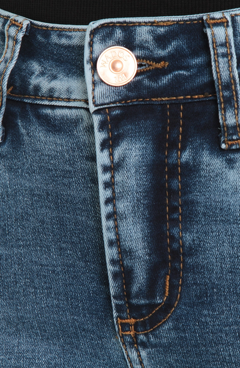 JEANS MUJER BASICO RECTO TIRO ALTO PRETINA UN BOTON - 2