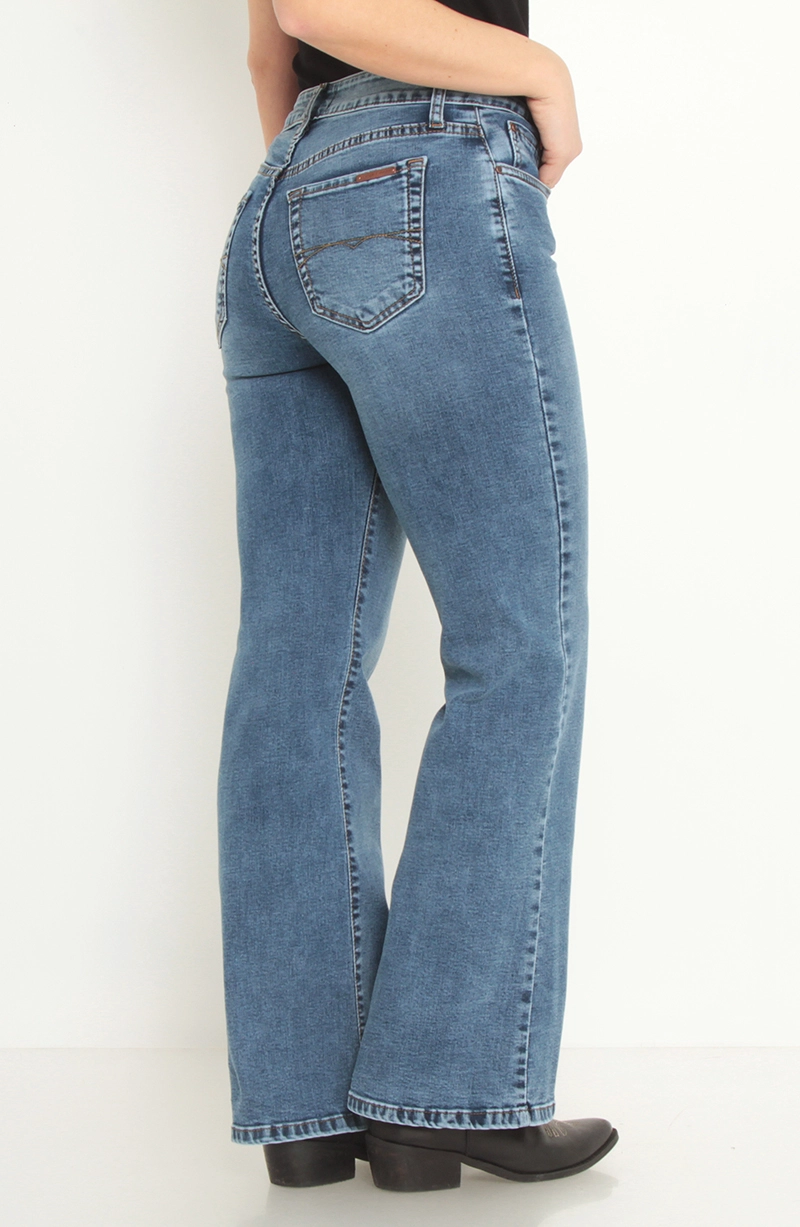 JEANS MUJER BASICO RECTO TIRO ALTO PRETINA UN BOTON - 4