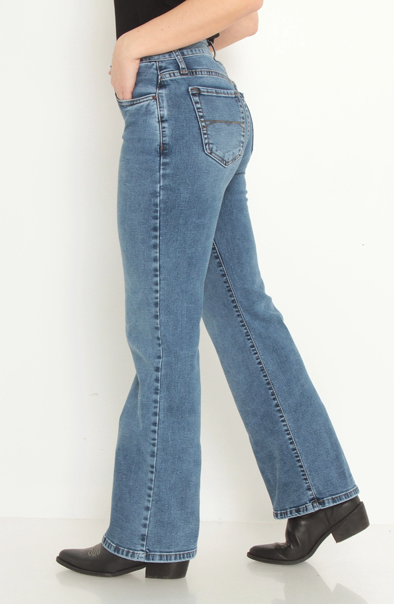 JEANS MUJER BASICO RECTO TIRO ALTO PRETINA UN BOTON - 7
