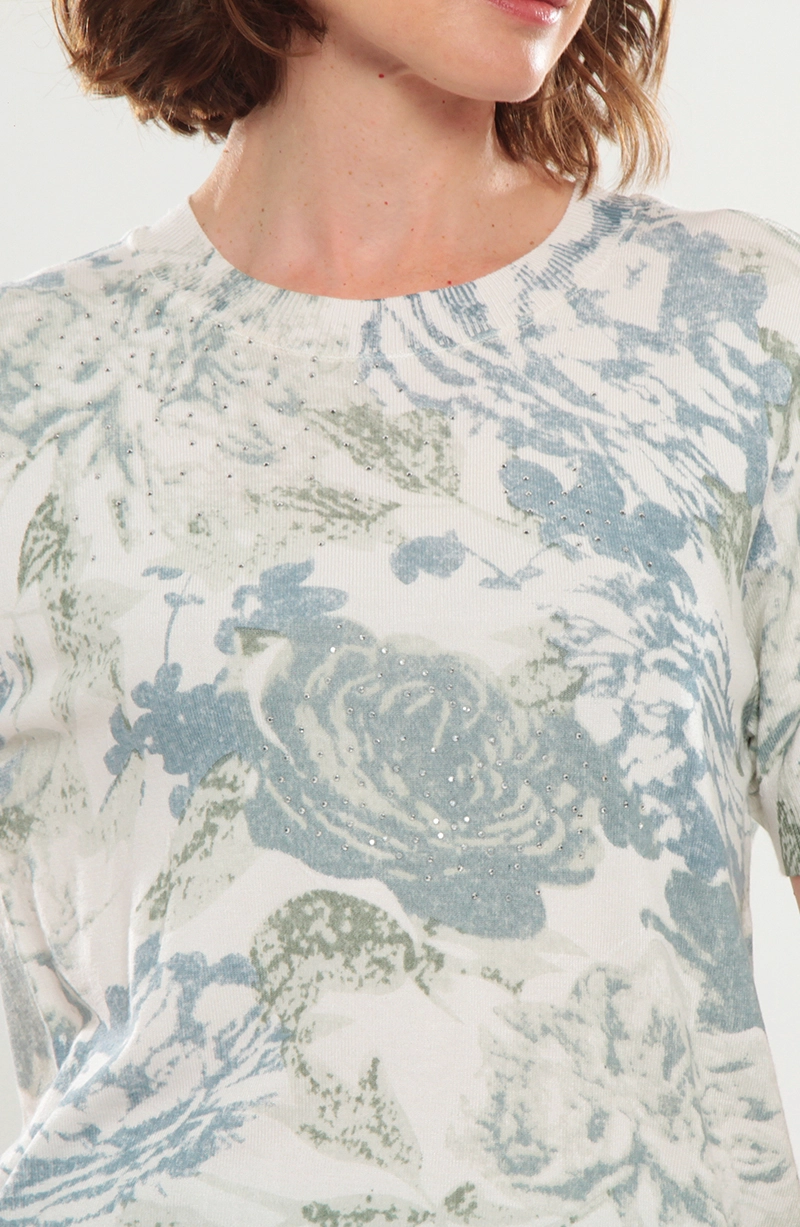 POLERA TEJIDA ESTAMPADA MANGA CORTA ESCOTE REDONDO - 2