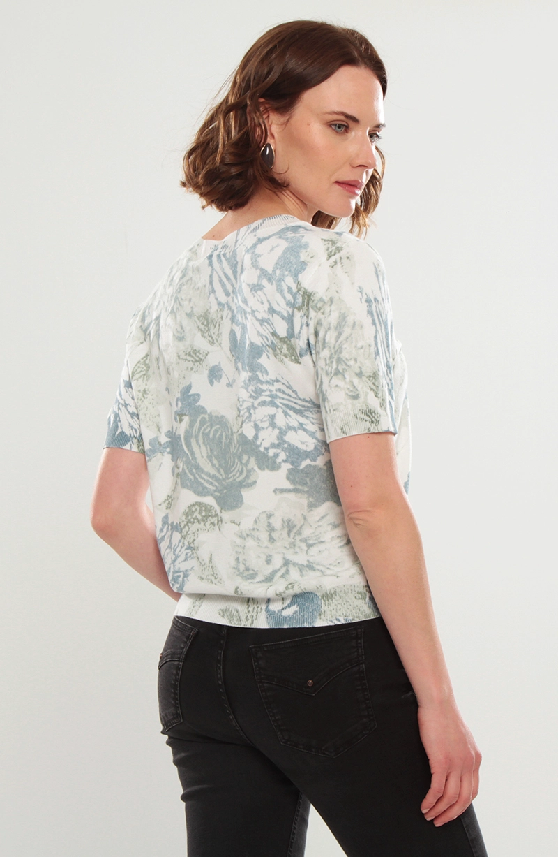 POLERA TEJIDA ESTAMPADA MANGA CORTA ESCOTE REDONDO - 4