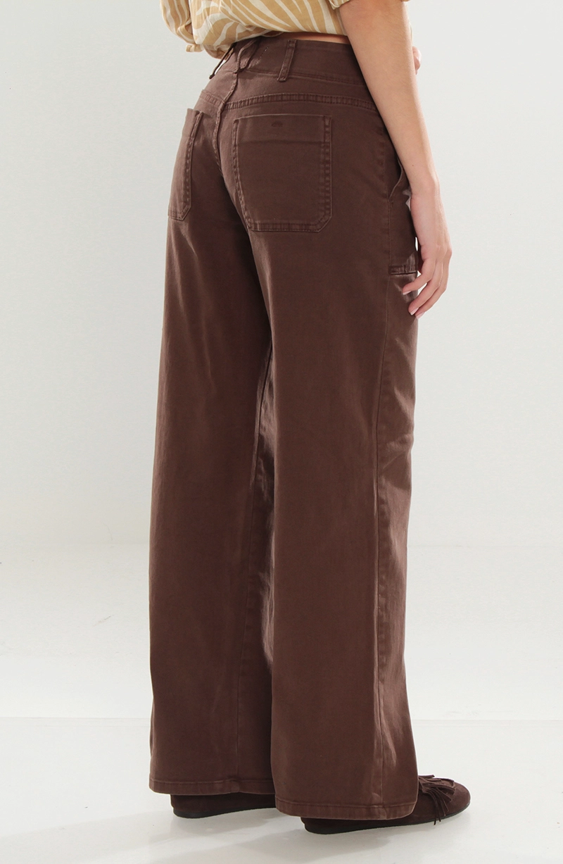 JEANS MUJER CARGO WIDE LEG TIRO ALTO PRETINA BASICA 1 BOTON - 4