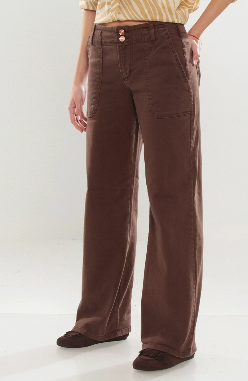 JEANS MUJER CARGO WIDE LEG TIRO ALTO PRETINA BASICA 1 BOTON - 6