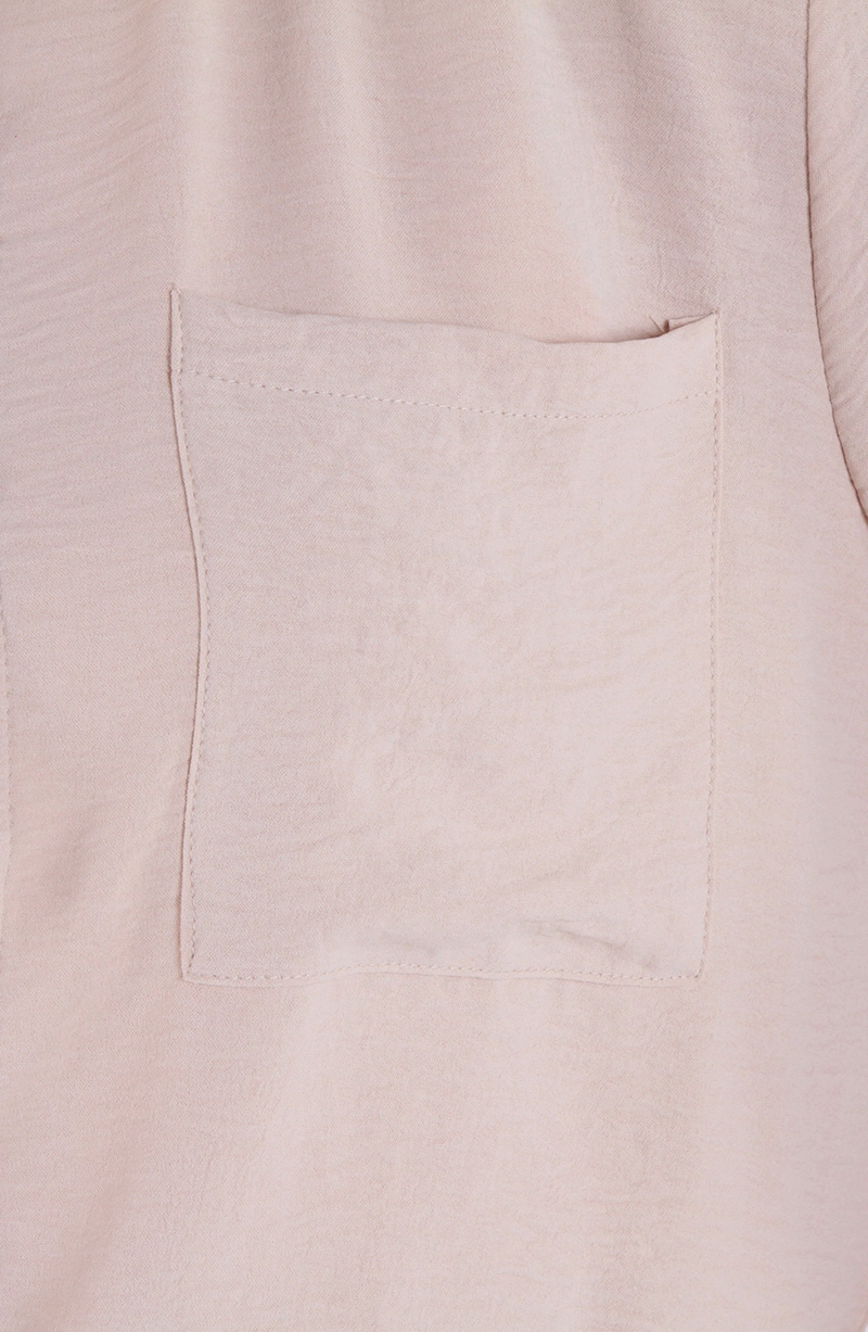 BLUSA MANGA LARGA SOLIDA CON CINTURA AJUSTABLE Y BOLSILLOS - 5