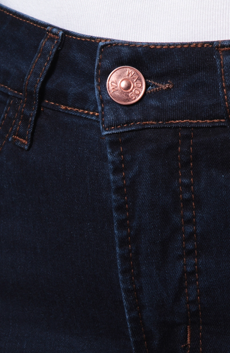 JEANS MUJER BASICO RECTO TIRO MEDIO PRETINA UN BOTON - 2