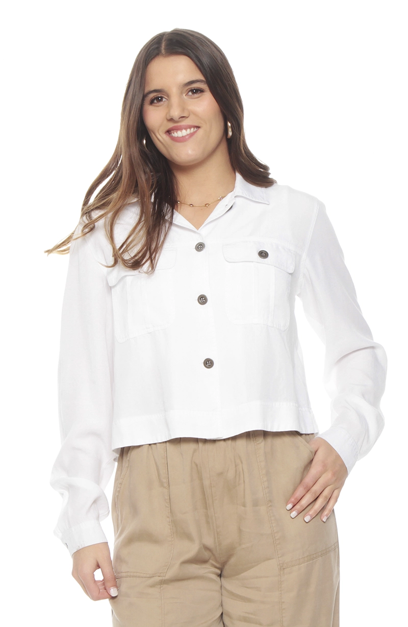 CHAQUETA MANGA LARGA LYOCELL CON BOLSILLOS DELANTERO - 1