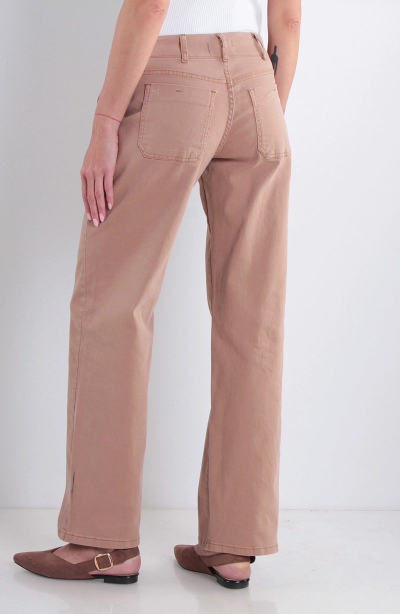 JEANS MUJER CARGO WIDE LEG TIRO ALTO PRETINA BASICA 1 BOTON - 4