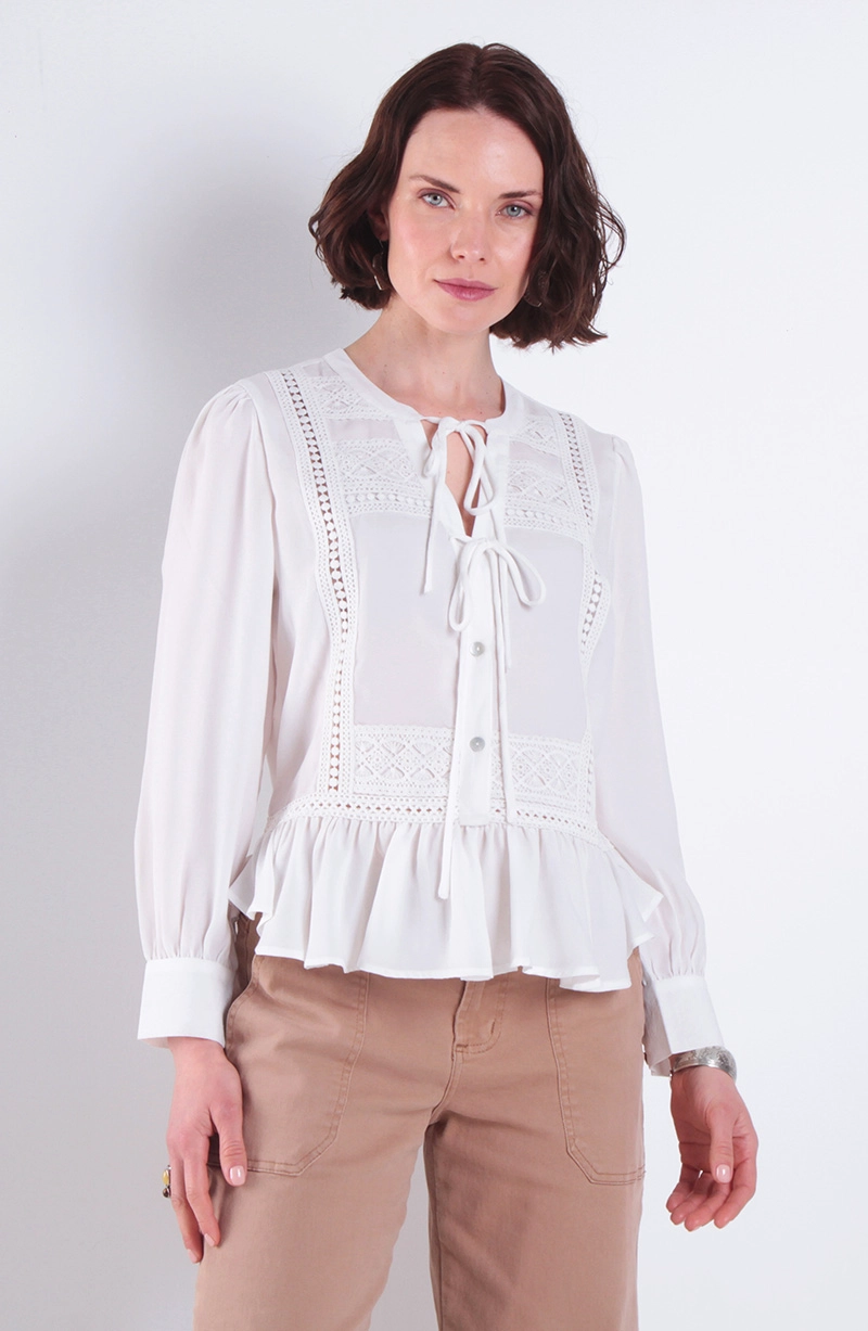 BLUSA MANGA LARGA BORDERY ESCOTE V - 1