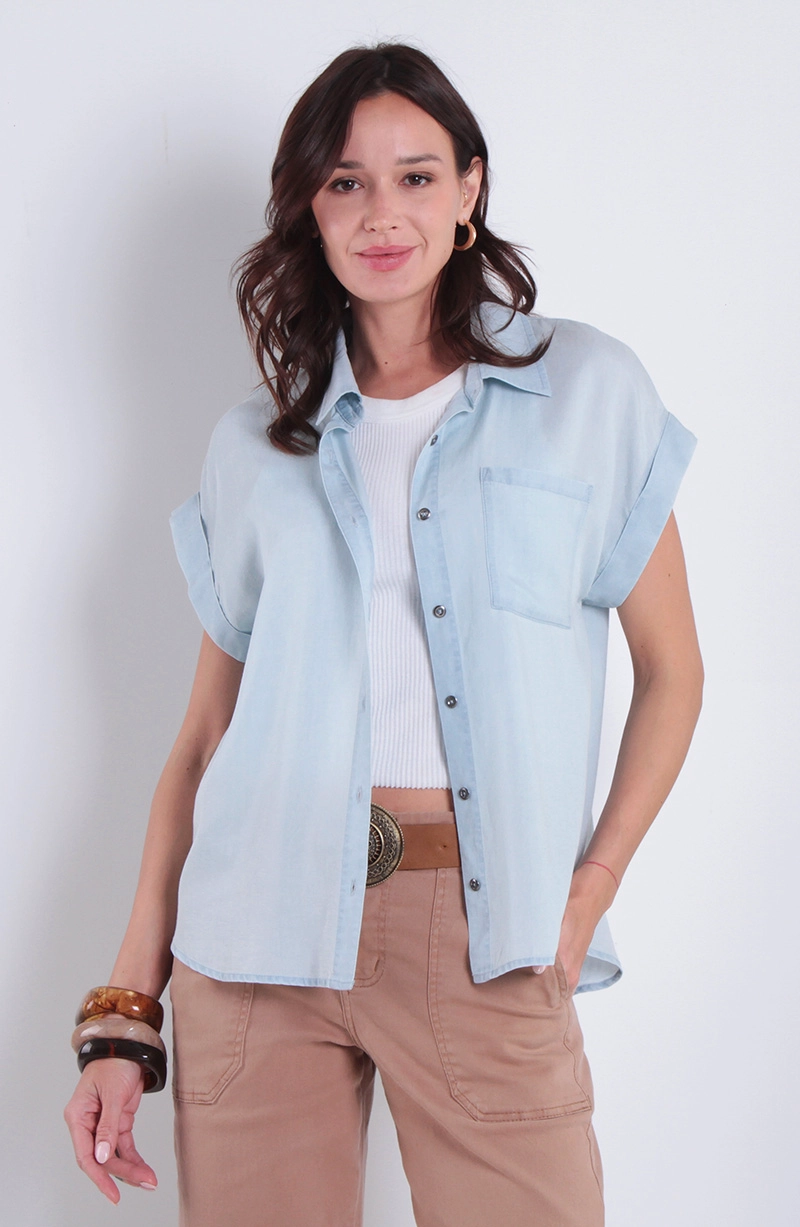 BLUSA MANGA CORTA LYOCELL CON BOLSILLO - 1