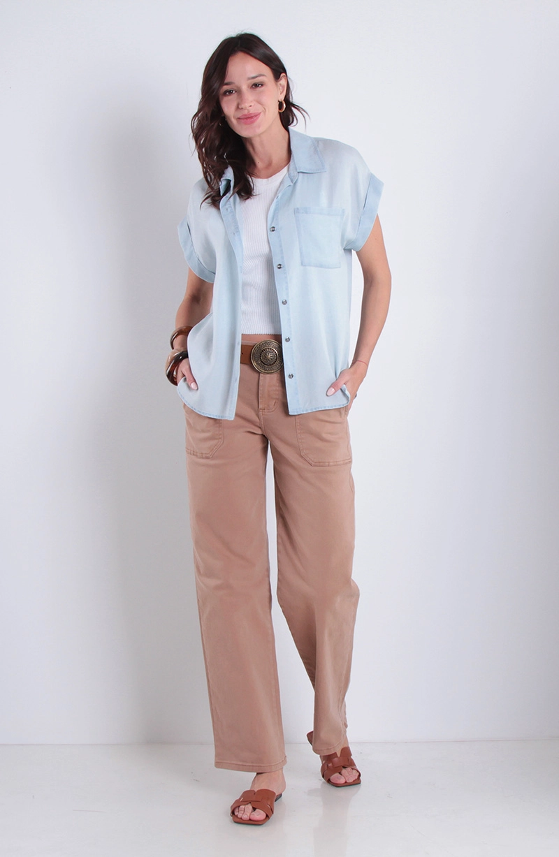 BLUSA MANGA CORTA LYOCELL CON BOLSILLO - 3