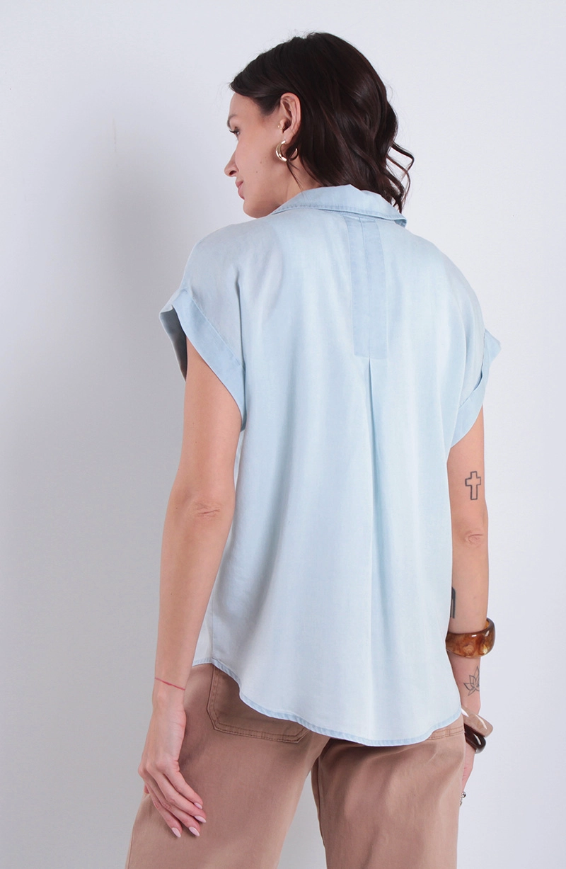 BLUSA MANGA CORTA LYOCELL CON BOLSILLO - 4