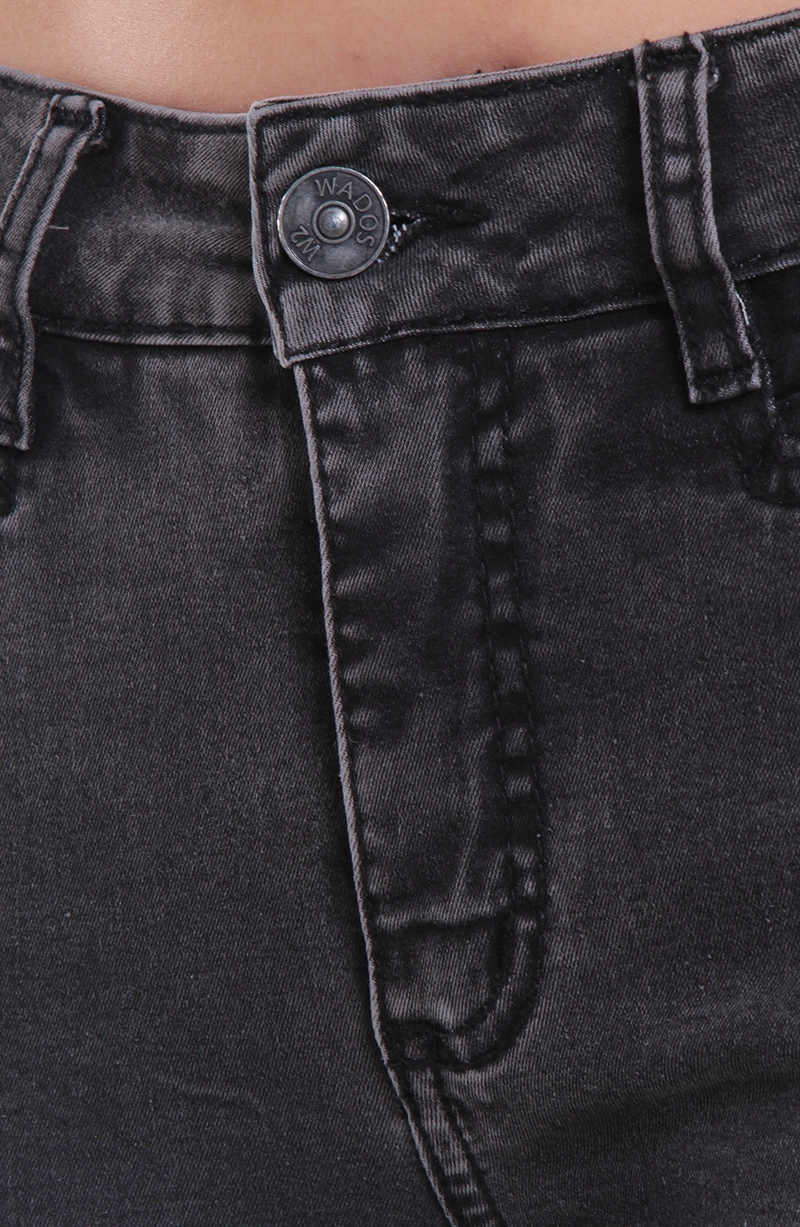 JEANS MUJER RECTO ROLL UP TIRO ALTO PRETINA BASICO 1 BOTON - 2