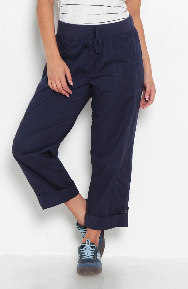 PANTALON CROP RECTO TIRO ALTO PRETINA ELASTICADA LAZO - 1