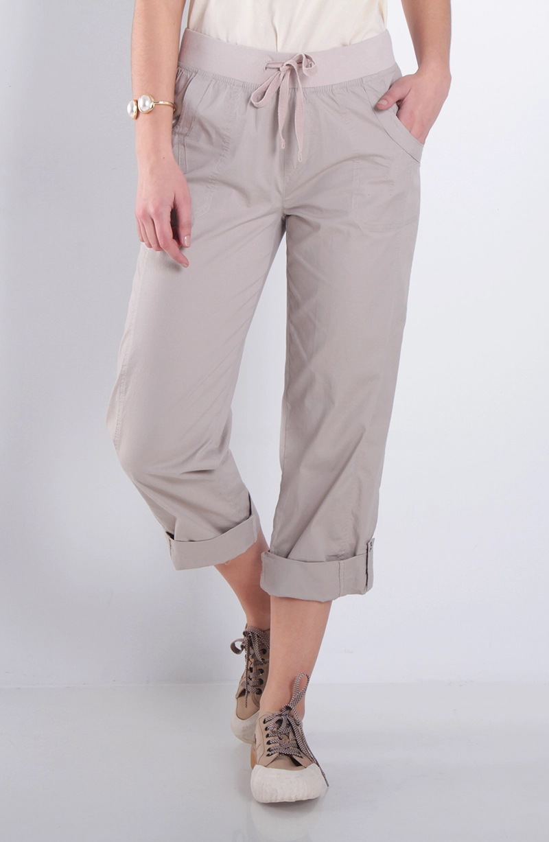 PANTALON CROP RECTO TIRO ALTO PRETINA ELASTICADA LAZO - 1
