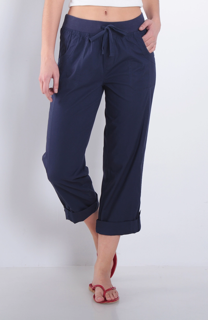 PANTALON CROP RECTO TIRO ALTO PRETINA ELASTICADA LAZO - 1