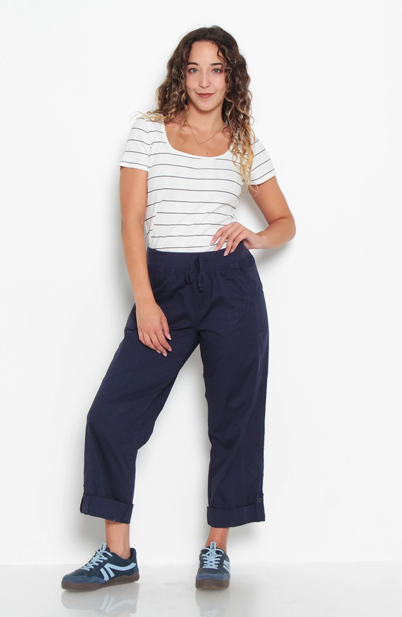 PANTALON CROP RECTO TIRO ALTO PRETINA ELASTICADA LAZO - 3