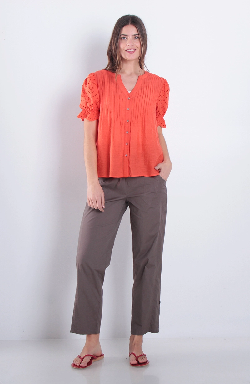 PANTALON CROP RECTO TIRO ALTO PRETINA ELASTICADA LAZO - 3