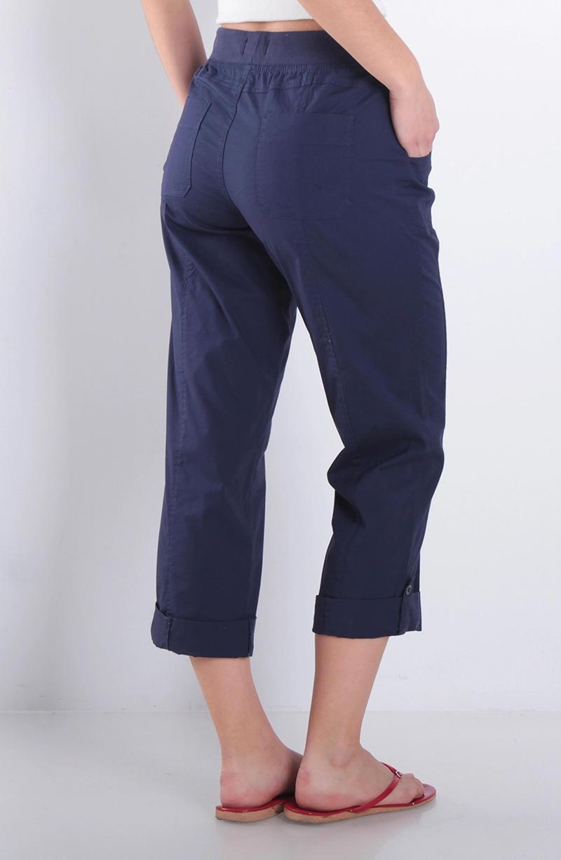 PANTALON CROP RECTO TIRO ALTO PRETINA ELASTICADA LAZO - 4