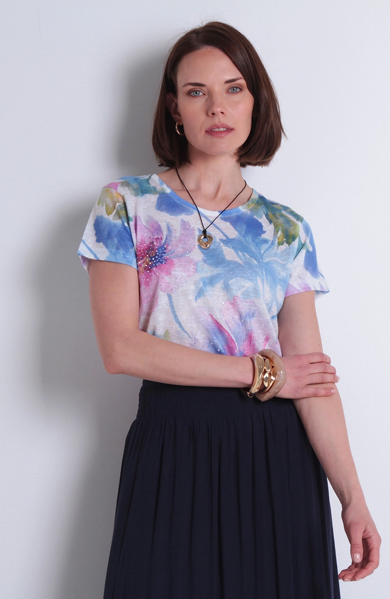 POLERA SUBLIMADA CON STRASS MANGA CORTA ESCOTE REDONDO - 1