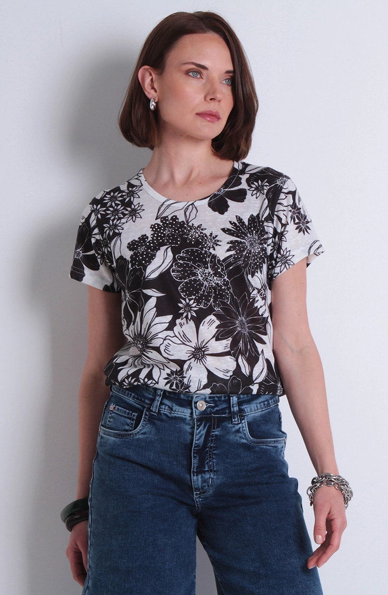 POLERA SUBLIMADA CON STRASS MANGA CORTA ESCOTE REDONDO - 1