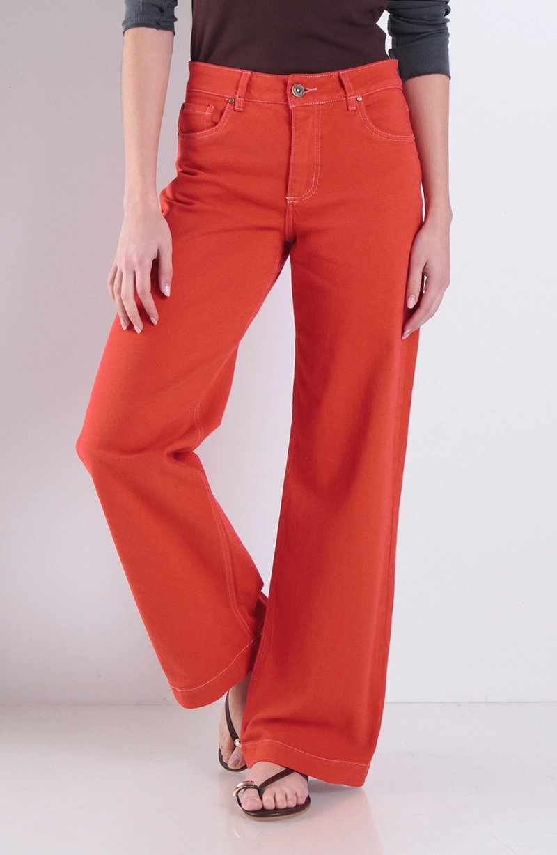 JEANS MUJER WIDE LEG TIRO ALTO PRETINA BASICA 1 BOTON - 2