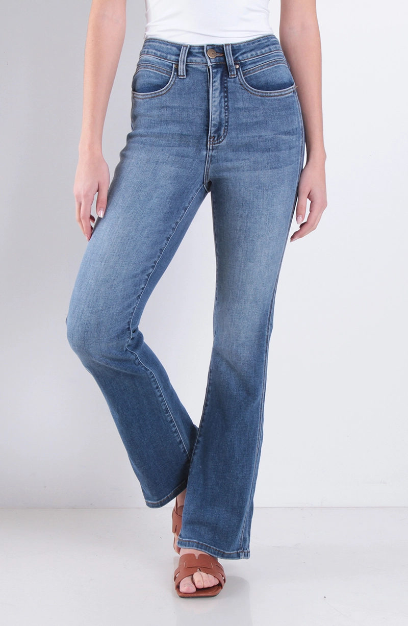 JEANS MUJER RECTO TIRO ALTO PRETINA 1 BOTON - 1