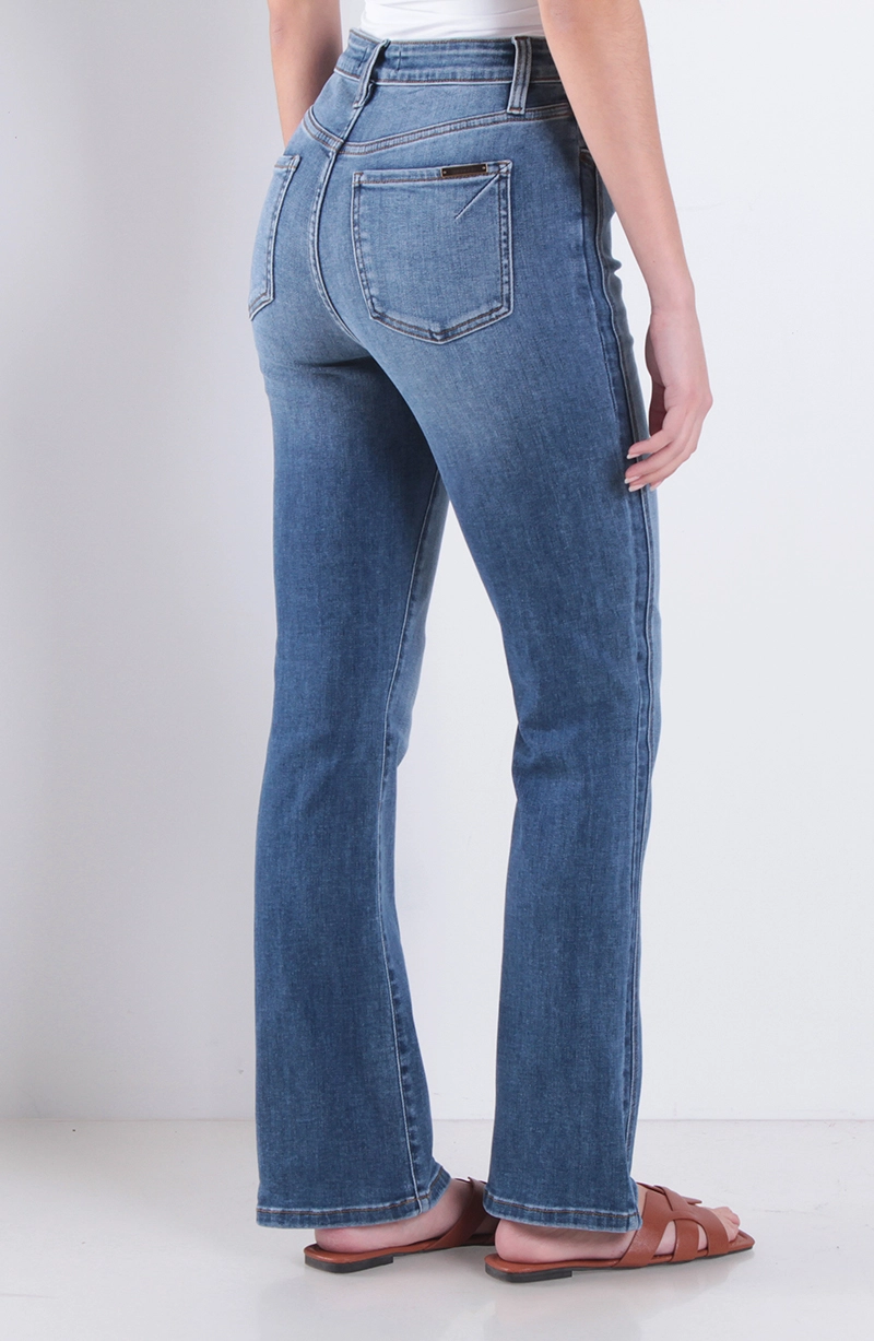 JEANS MUJER RECTO TIRO ALTO PRETINA 1 BOTON - 4