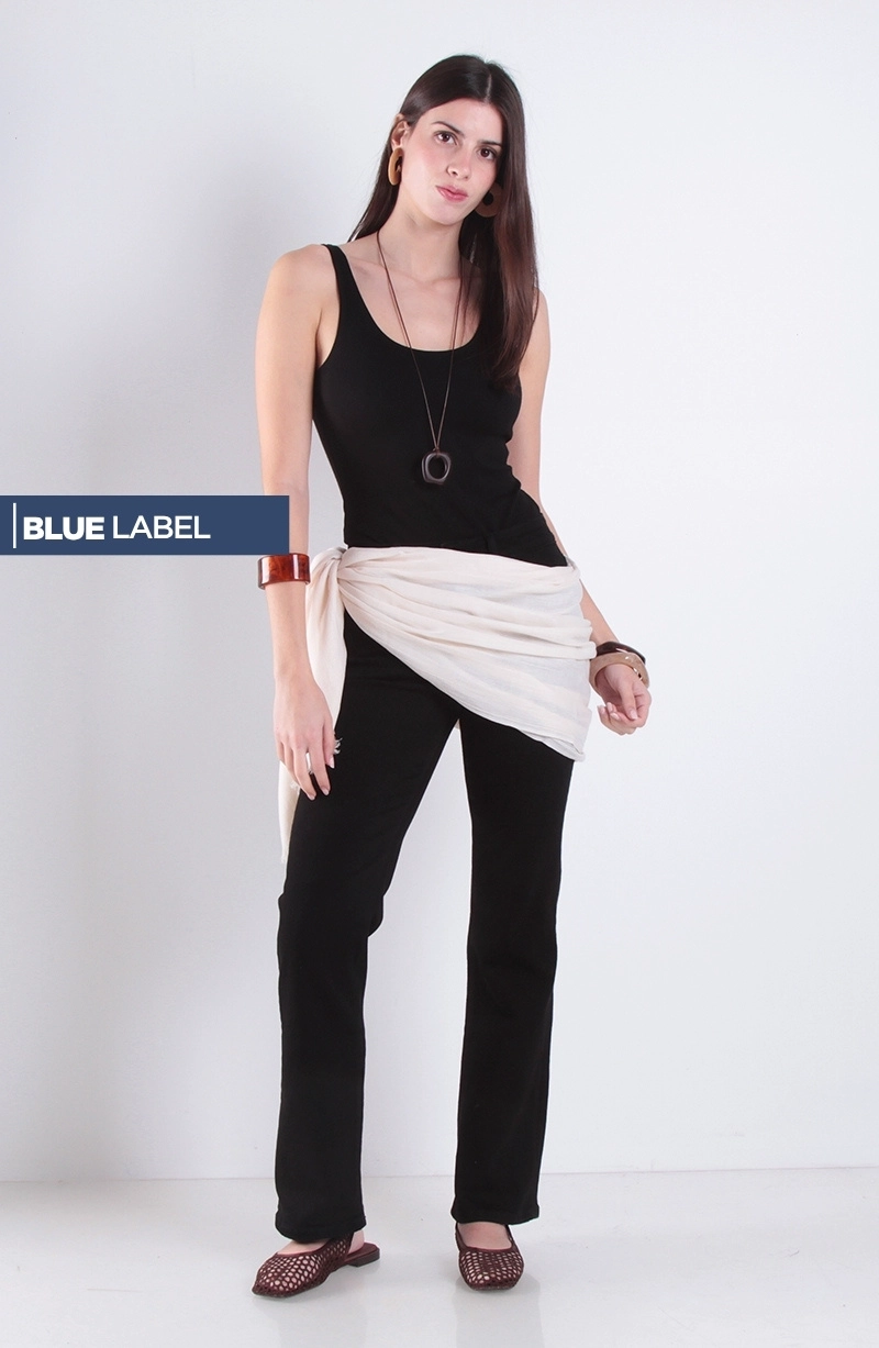 JEANS MUJER  RECTO TIRO ALTO PRETINA BASICA 1 BOTON - 1