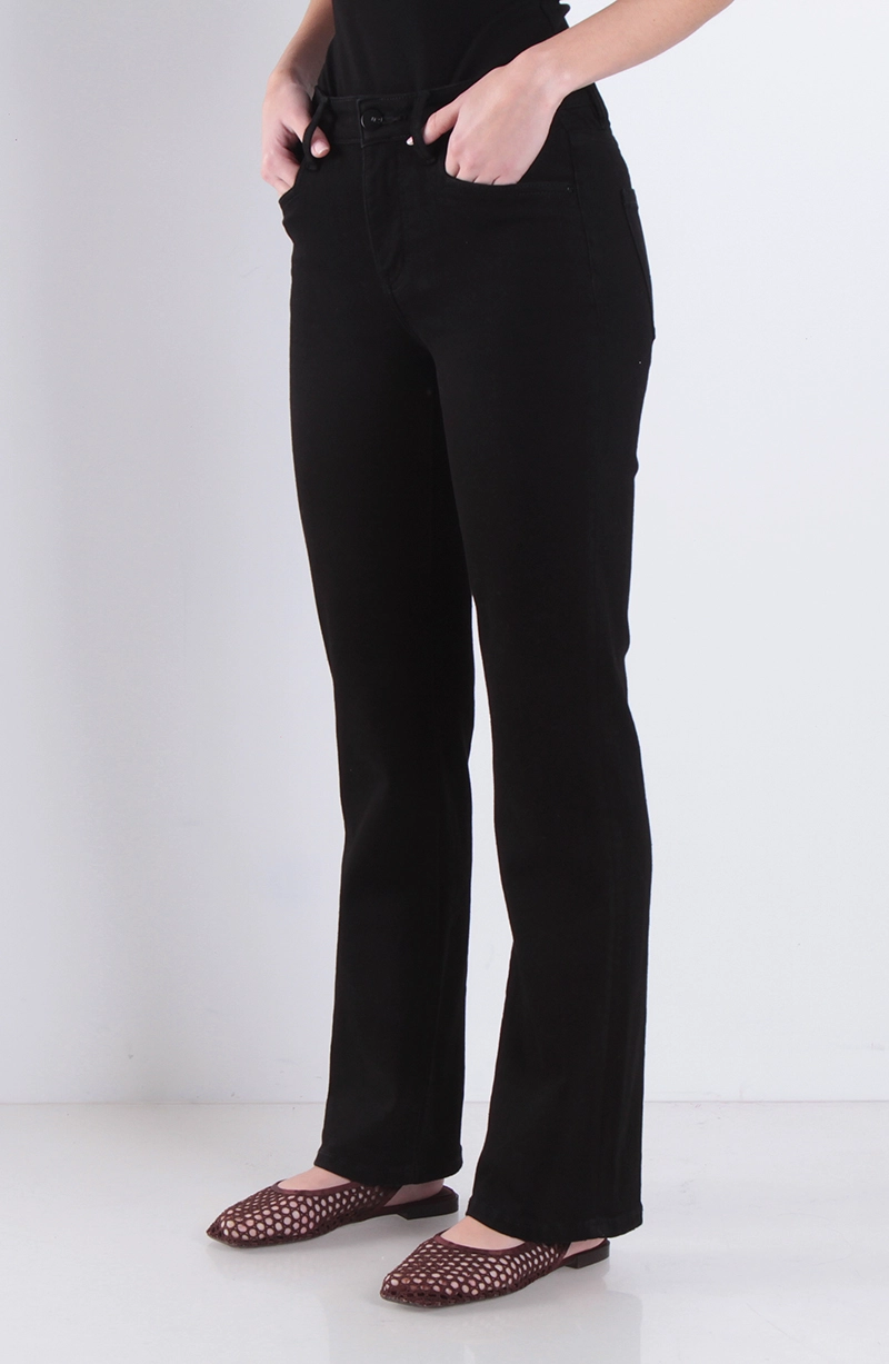 JEANS MUJER  RECTO TIRO ALTO PRETINA BASICA 1 BOTON - 2