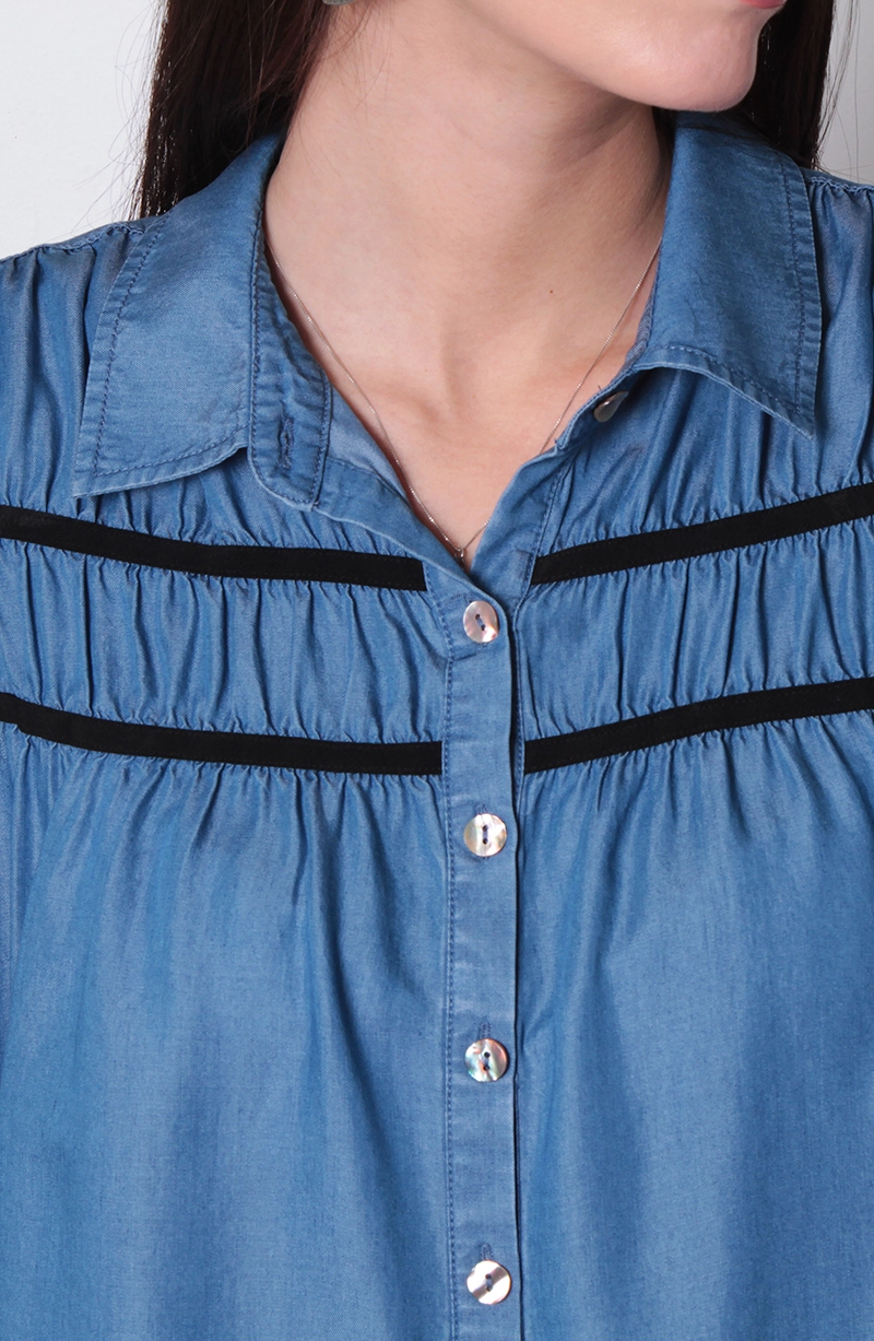 BLUSA MANGA 3/4 LYOCELL ABOTONADA EN DELANTERO CON RECOGIDO - 2