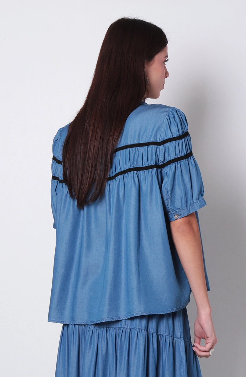 BLUSA MANGA 3/4 LYOCELL ABOTONADA EN DELANTERO CON RECOGIDO - 3