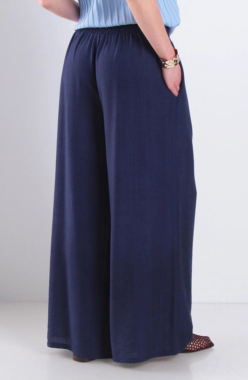 PANTALON WIDE LEG TIRO ALTO PRETINA ANCHA ELASTICADA - 4