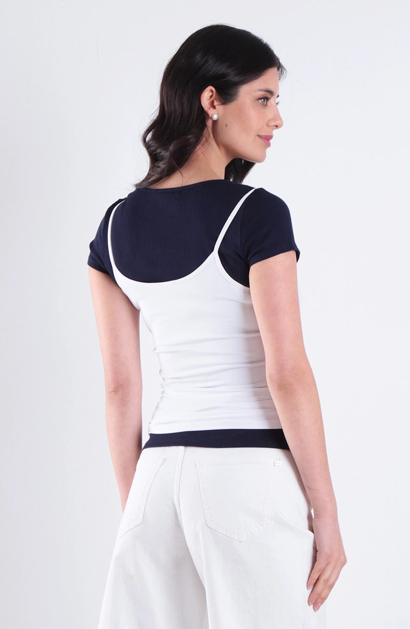 POLERA MANGA CORTA ESCOTE CUADRADO RIB 5X2 - 4