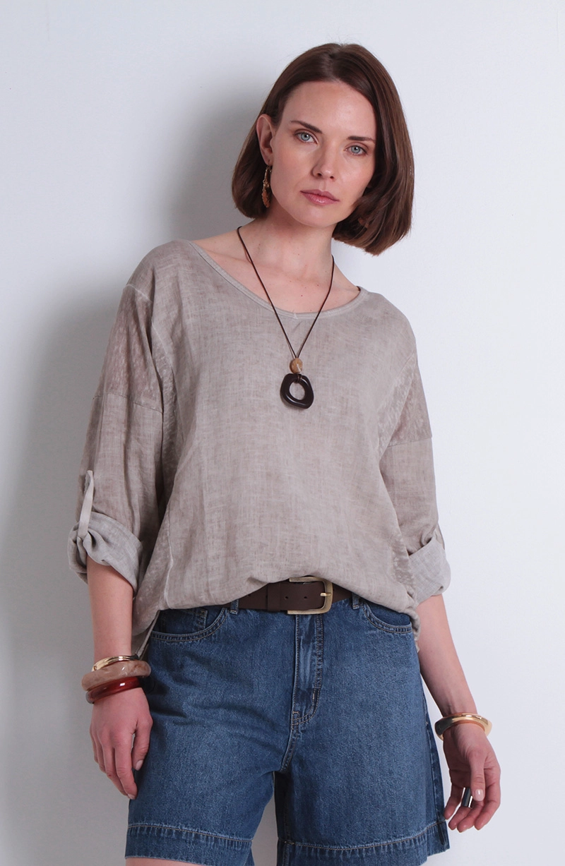 POLERA LINO MANGA 3/4 ESCOTE V - 1