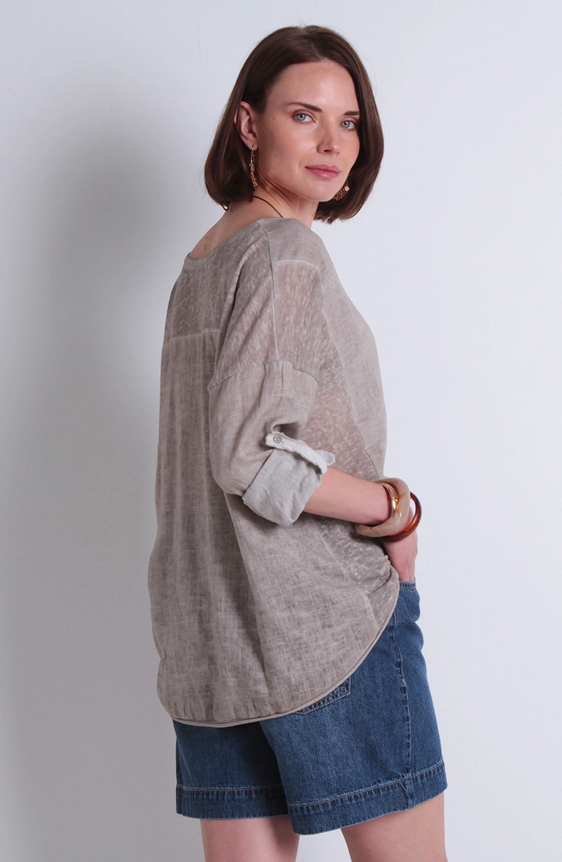 POLERA LINO MANGA 3/4 ESCOTE V - 4
